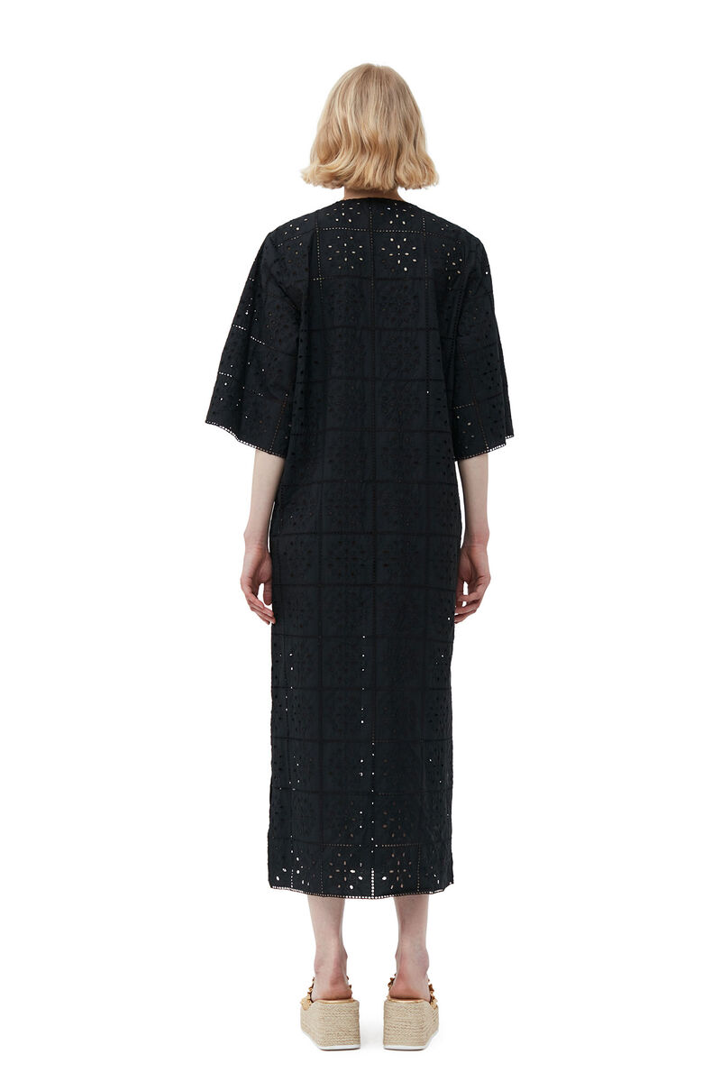 Broderie Anglaise T-shirt Dress, Cotton, in colour Black - 2 - GANNI