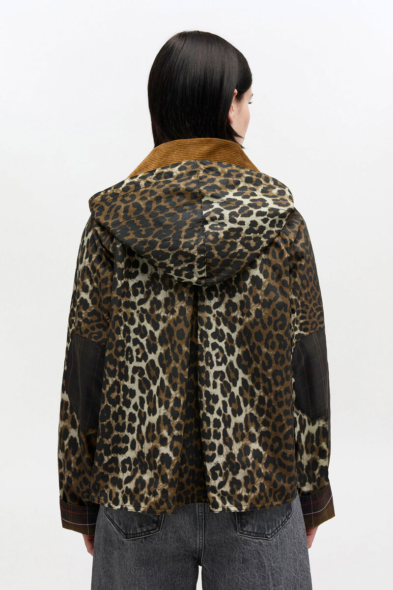 Short Wax Jacket in Leopard, Cotton, in colour Leopard - 3 - GANNI