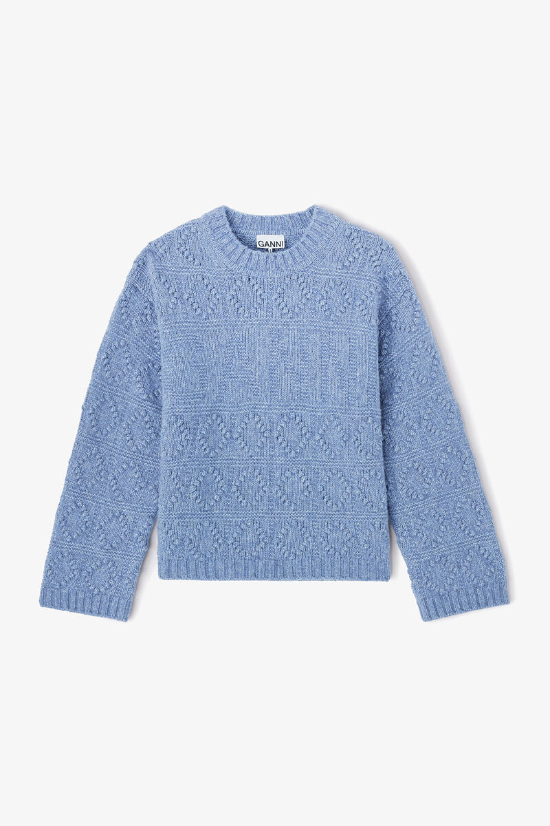 Sweater i bomuldsuld, Wool, in colour Glacier Lake - 1 - GANNI