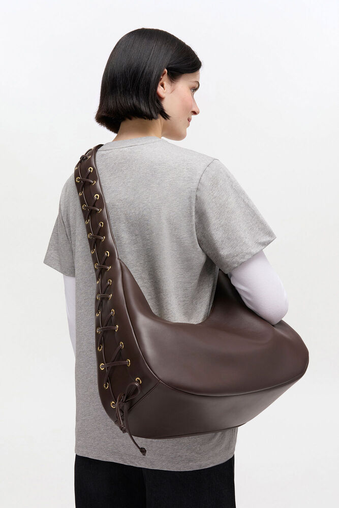 Brown Medium Laces Hobo Bag, Chocolate Torte