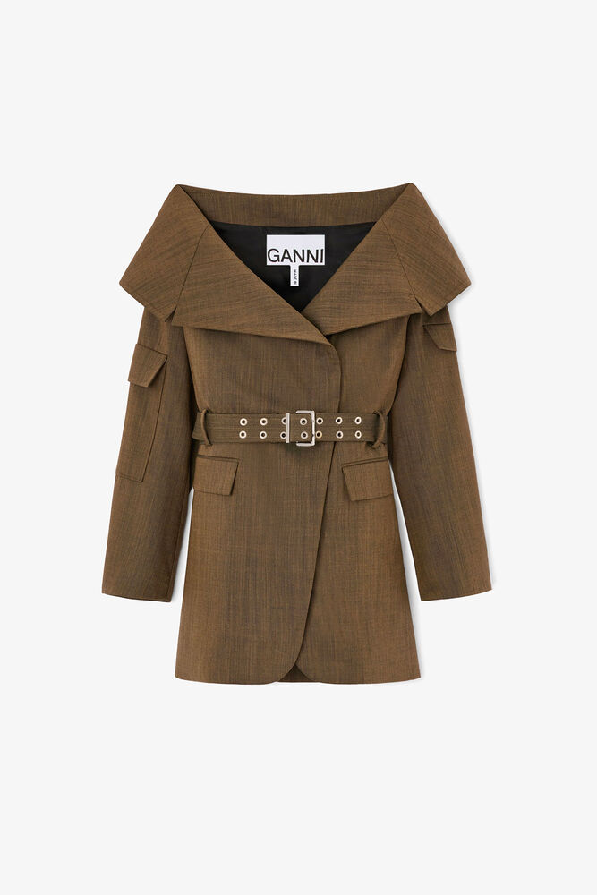 Blazer in Brown Wool Melange, Canteen