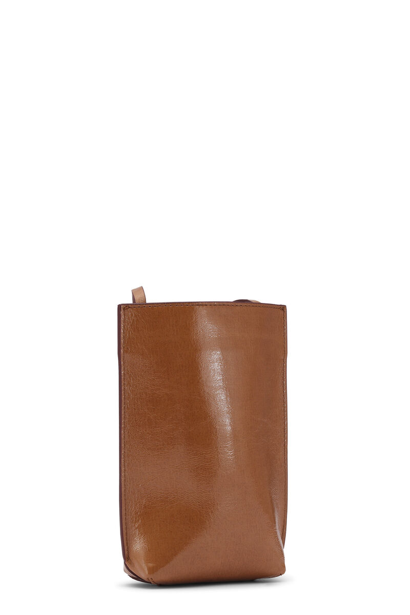 Brown Small Banner Crossbody Bag, Polyester, in colour Caramel Café - 2 - GANNI