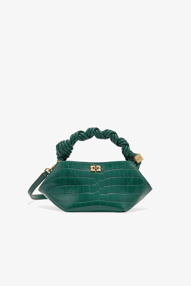 Green Croco Patent Mini GANNI Bou Bag, Pineneedle