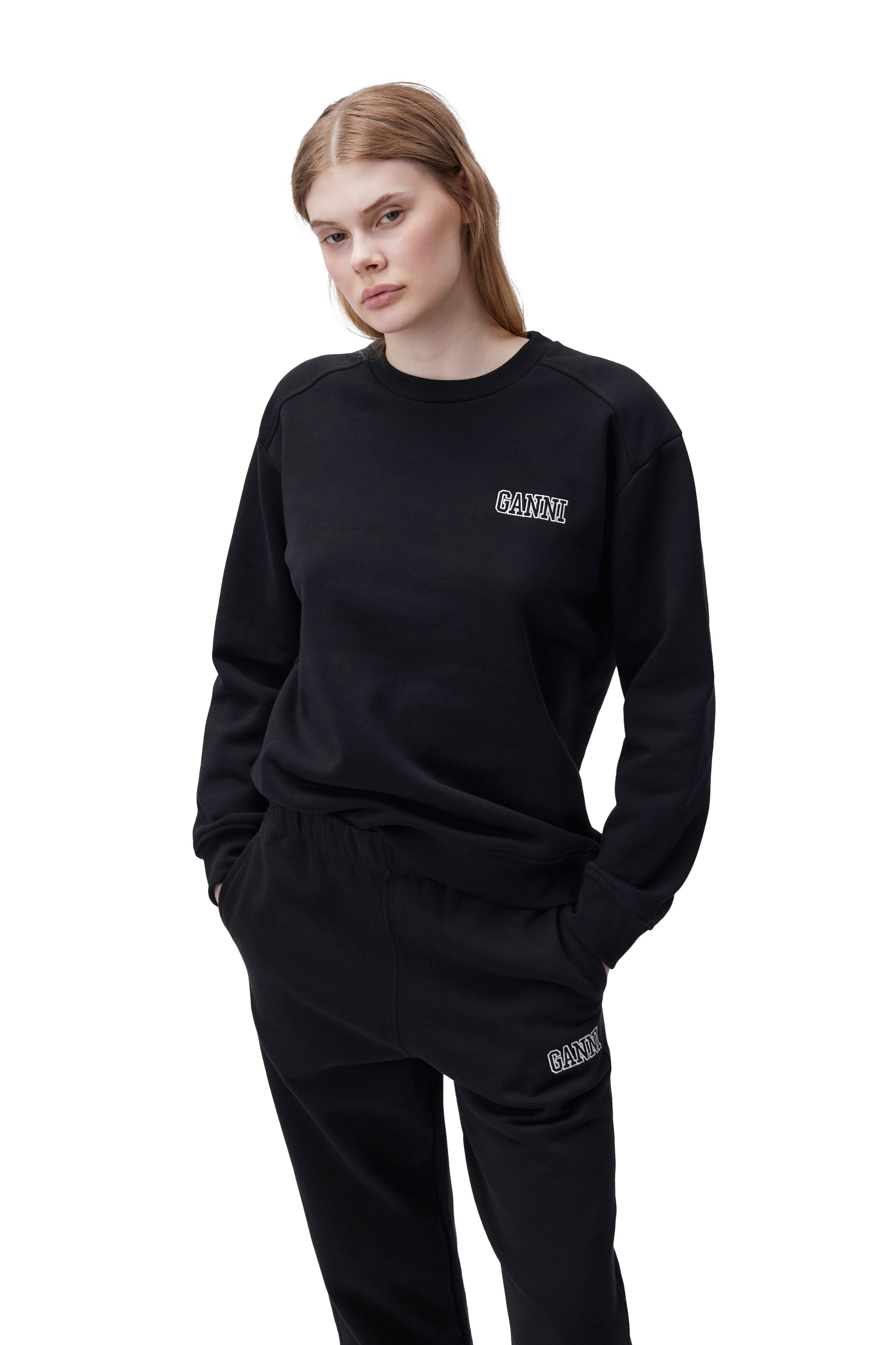 Ganni black sweatshirt clearance