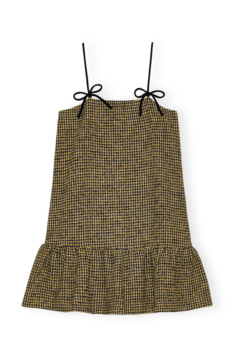 Checkered Woollen Mini klänning, Acryl, in colour Blazing Yellow - 1 - GANNI