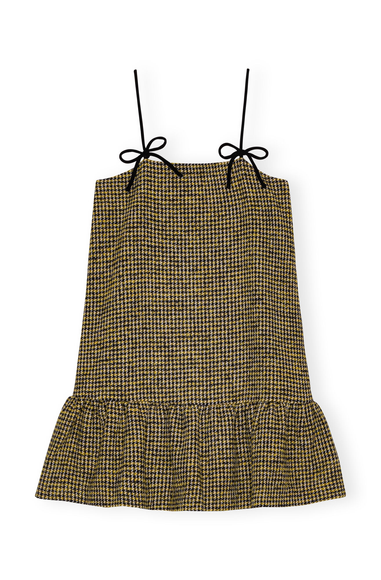 Checkered Woollen Minikjole, Acryl, in colour Blazing Yellow - 1 - GANNI