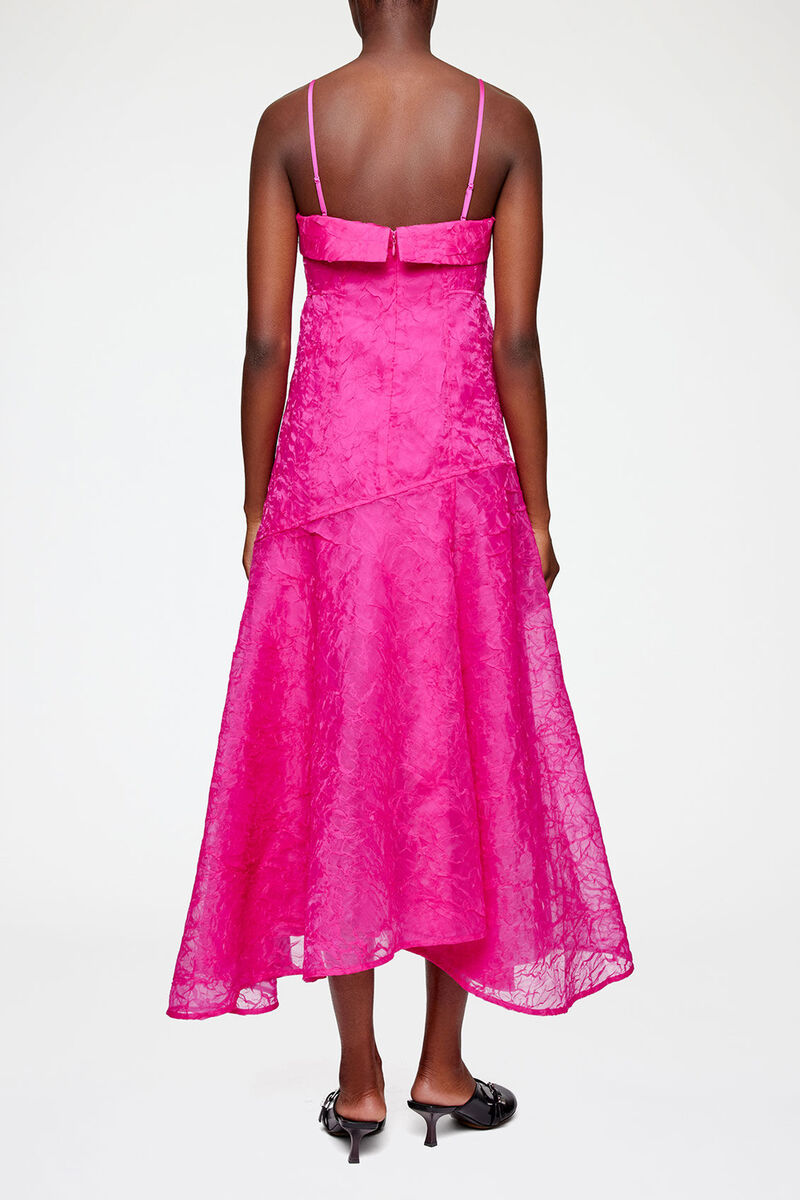Dress in Pink Shibori Organza, Recycled Polyester, in colour Raspberry Rose - 2 - GANNI