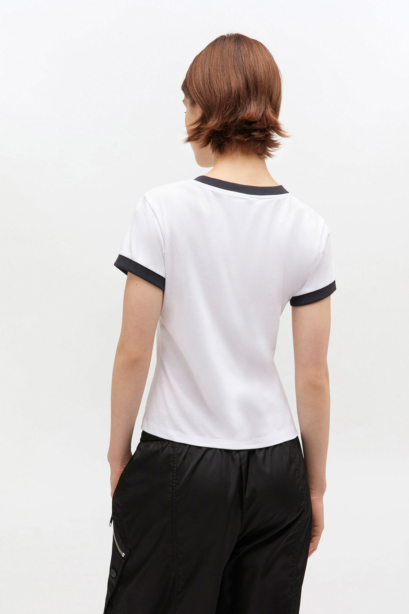 White Cropped Kitty T-shirt, Cotton, in colour Bright White - 3 - GANNI