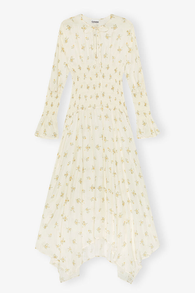 Dress in Printed Viscose, Antique White