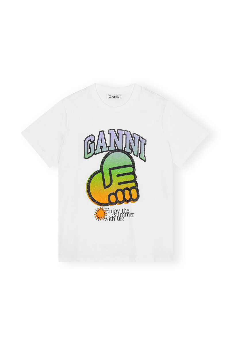 GANNI X ESTER MANAS Relaxed Jersey T-shirt, Cotton, in colour Bright White - 1 - GANNI