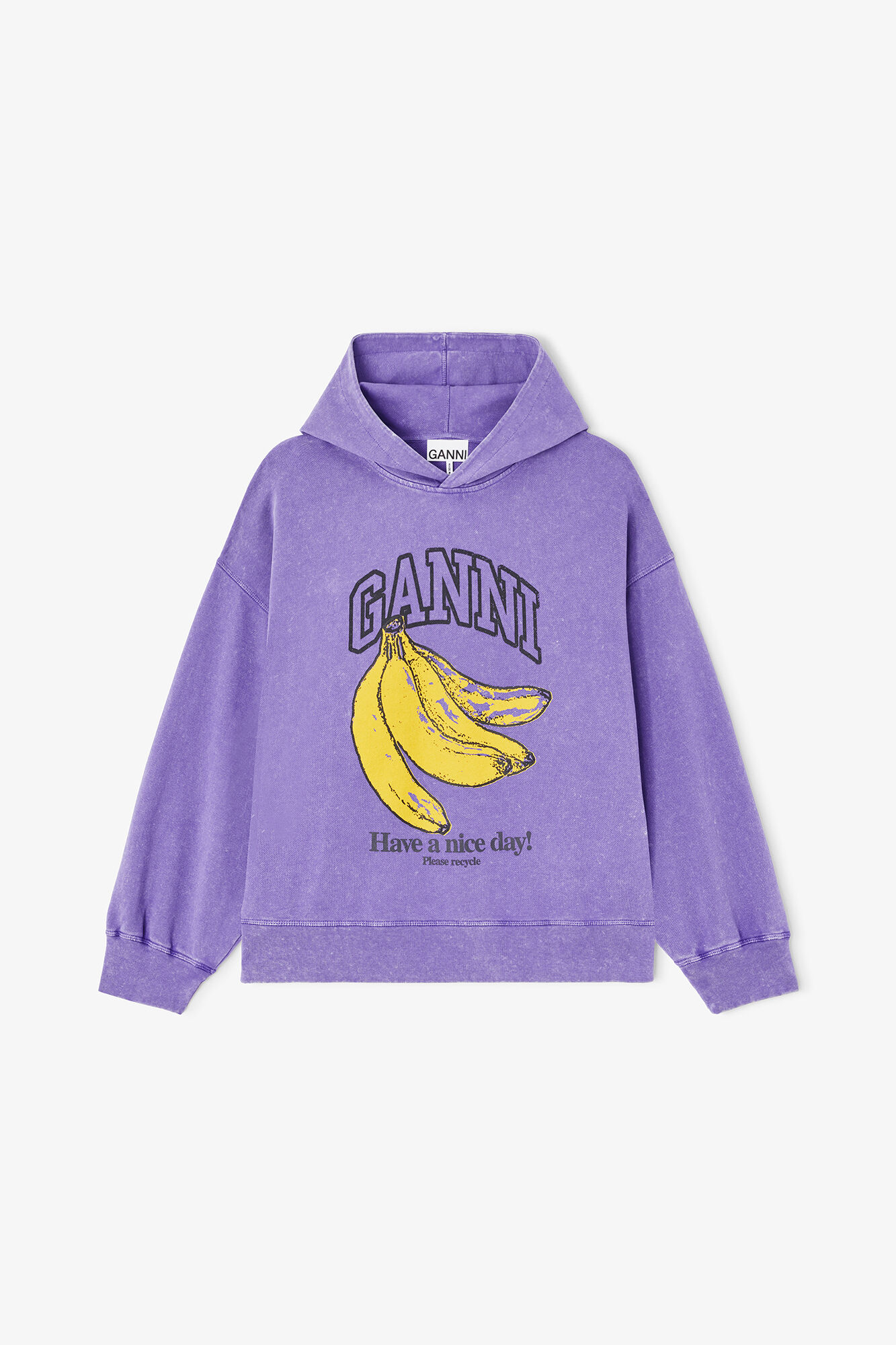 Vintage Wash Hoodie, Organic Cotton, in colour Passion Flower - 1 - GANNI