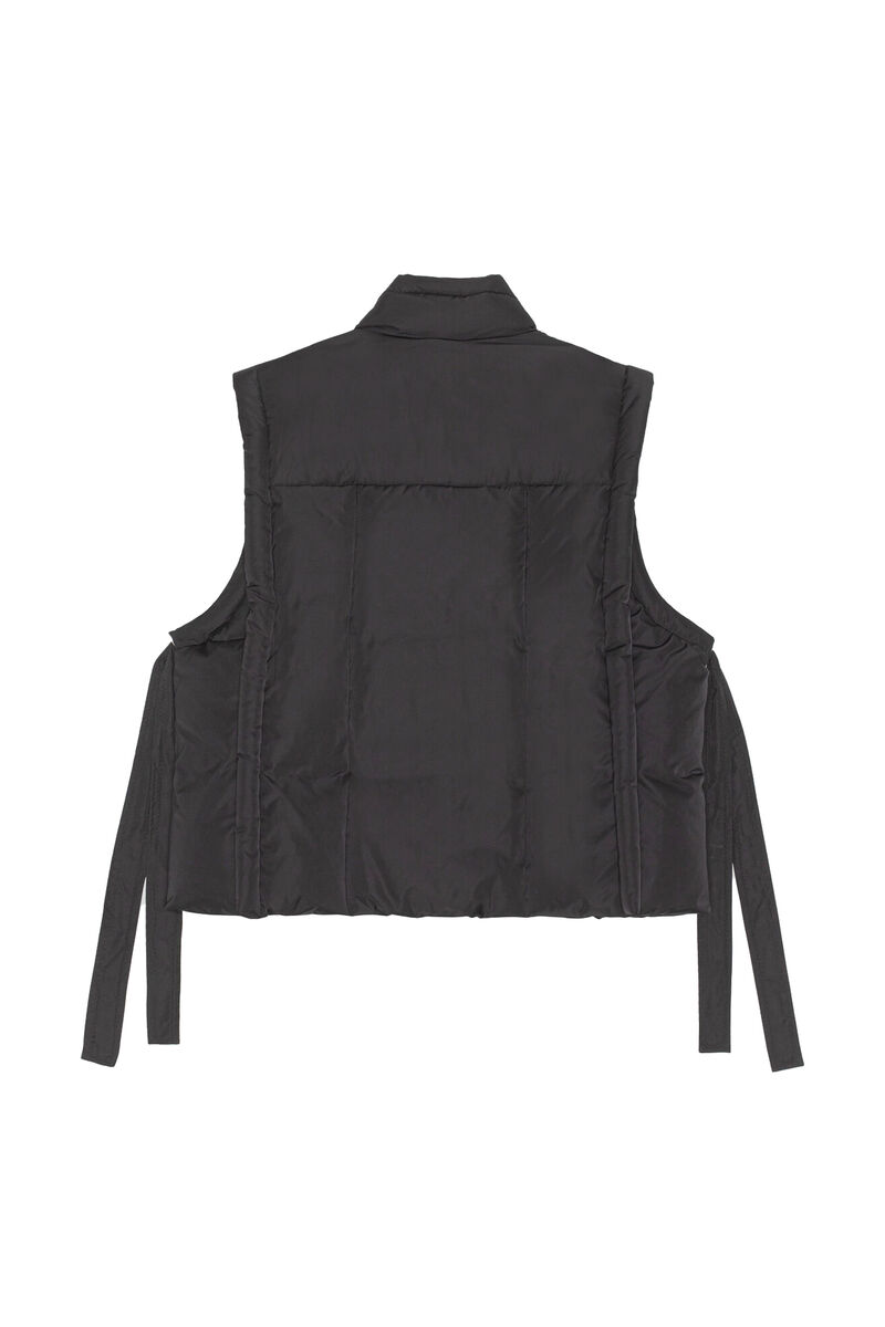 Oversized Shiny Puff Vest, Recycled Polyester, in colour Black - 2 - GANNI