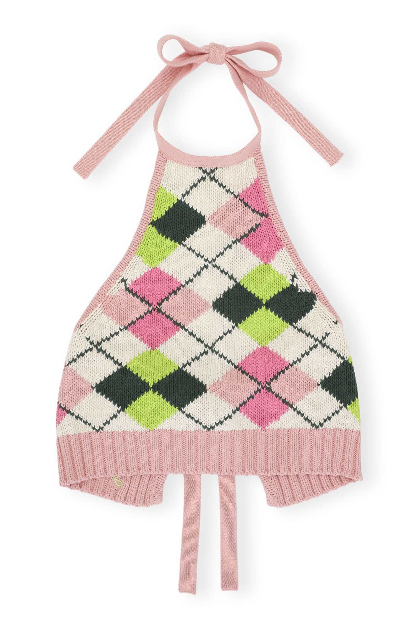 Graphic Cotton Halterneck Top, Cotton, in colour Multicolour - 1 - GANNI