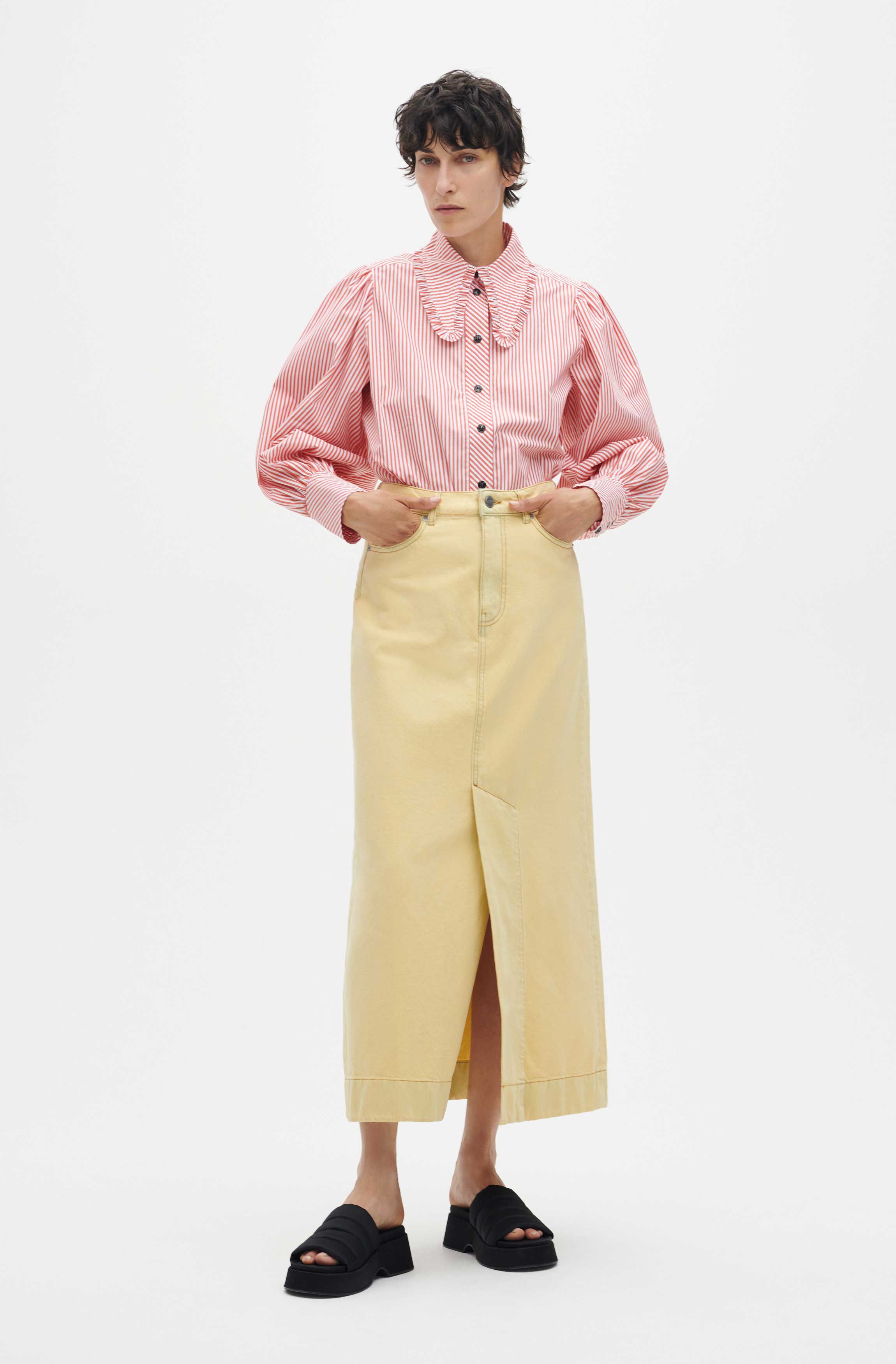 ganni stripe cotton oversized shirt