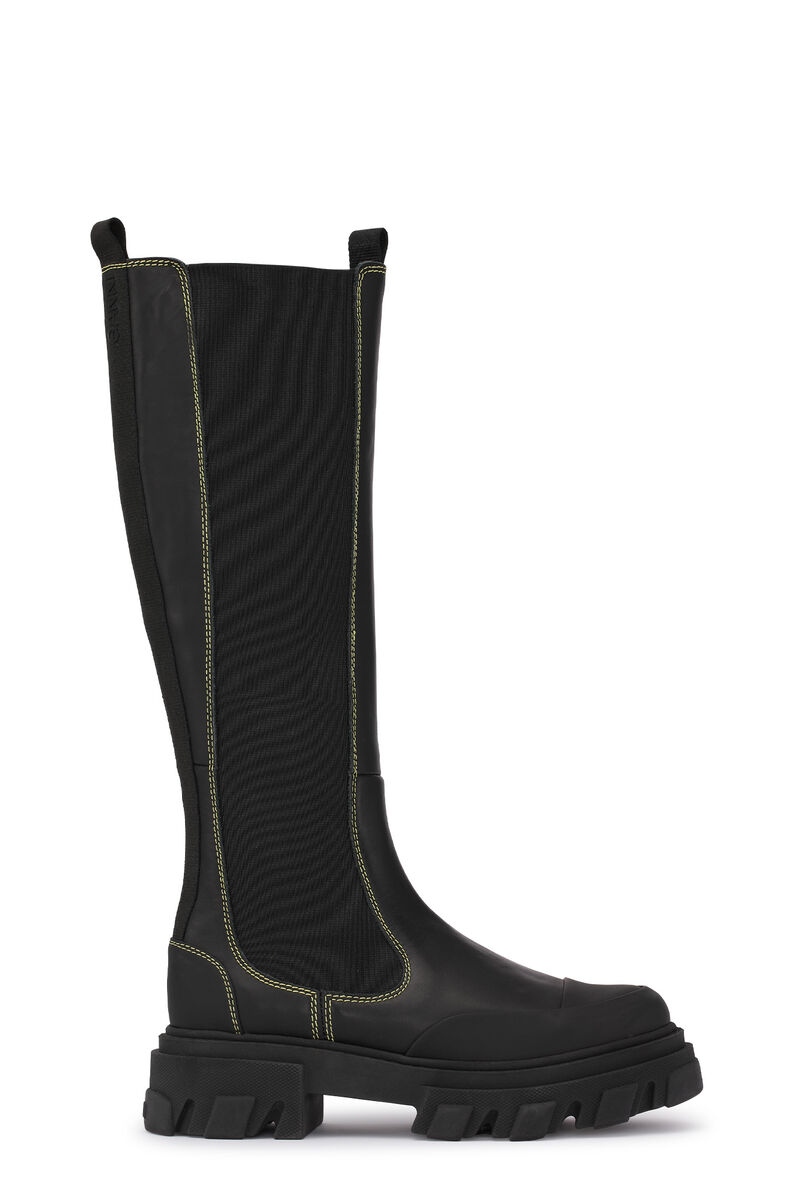 Knee Chelsea Boots, Leather, in colour Black - 1 - GANNI