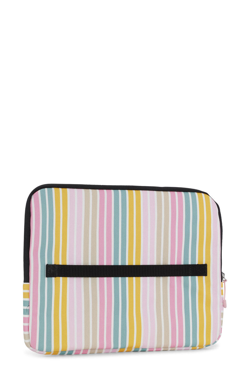 Striped Laptop Sleeve 13" , Cotton, in colour Multicolour - 2 - GANNI