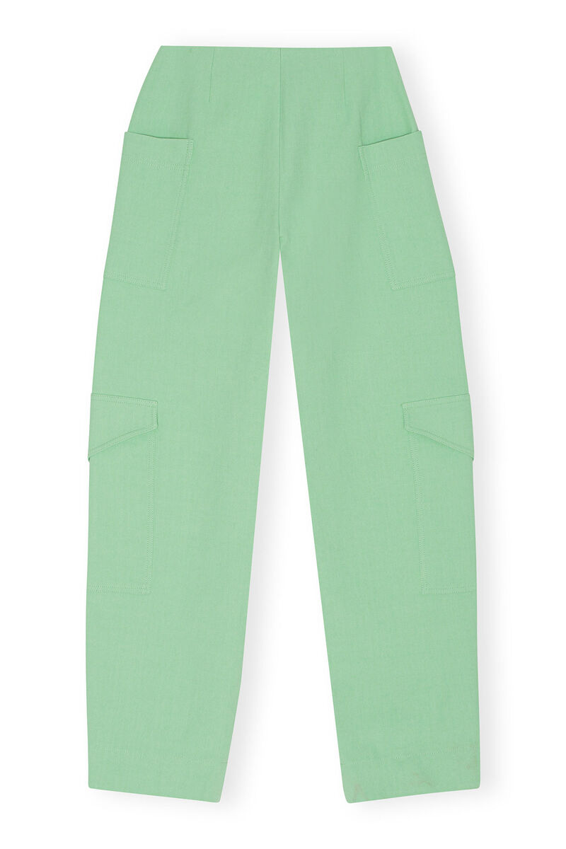 Cotton Suiting Pants, Cotton, in colour Peapod - 2 - GANNI