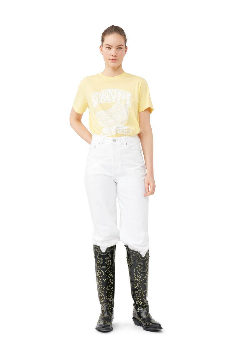 Lässiges Banana-T-Shirt, Cotton, in colour Lemon Drop - 1 - GANNI