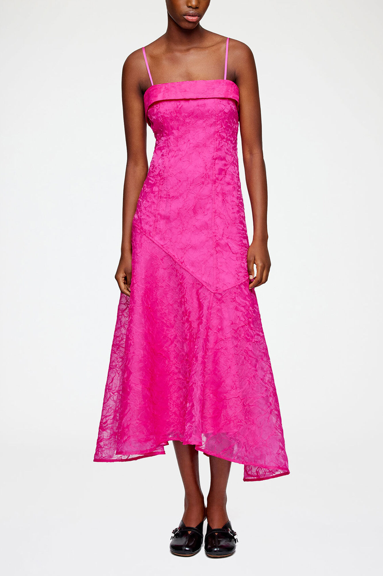 Dress in Pink Shibori Organza, Recycled Polyester, in colour Raspberry Rose - 1 - GANNI