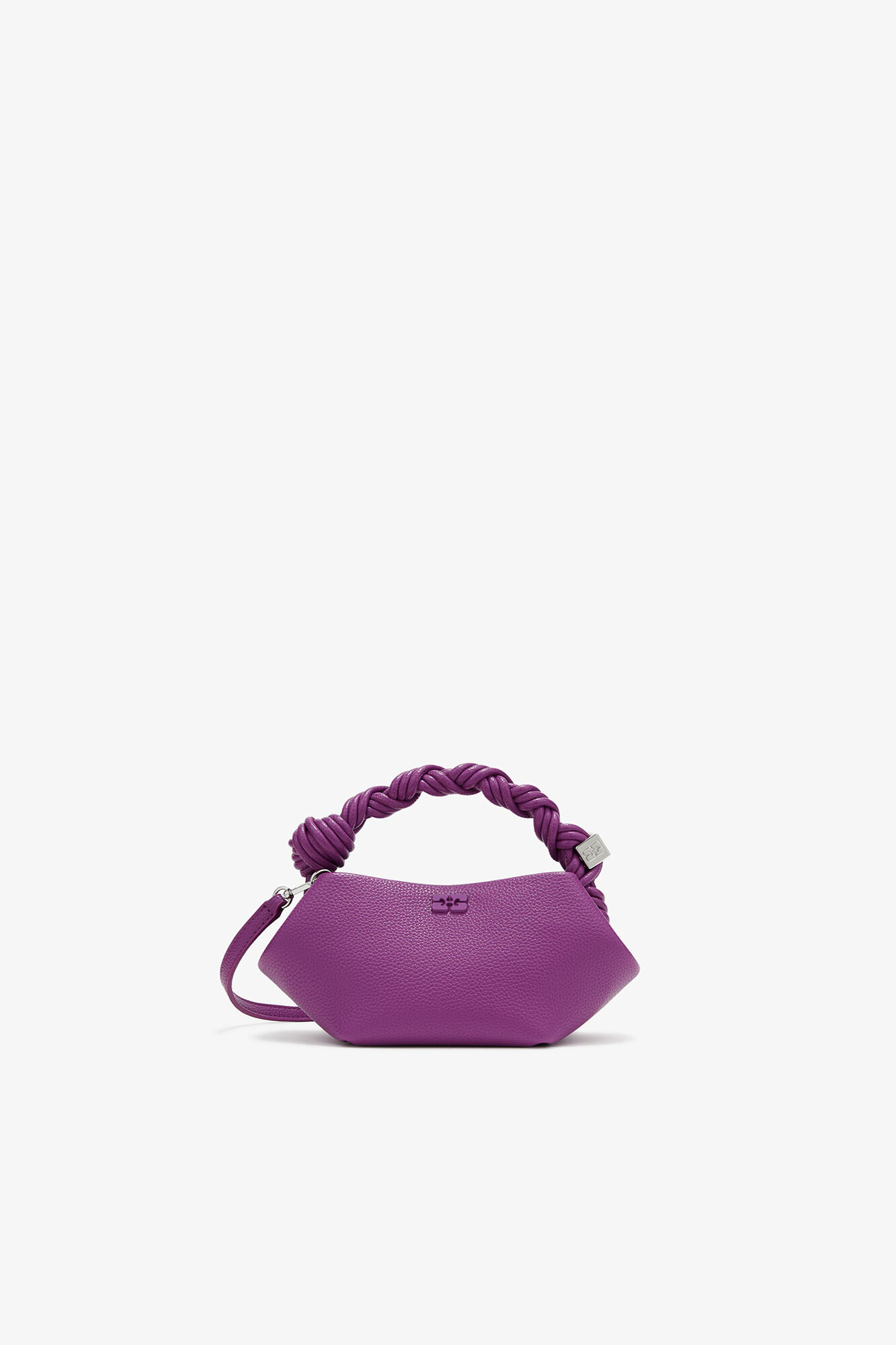 Mini Bou Bag in Grained Purple, Recycled Polyester, in colour Sparkling Grape - 1 - GANNI