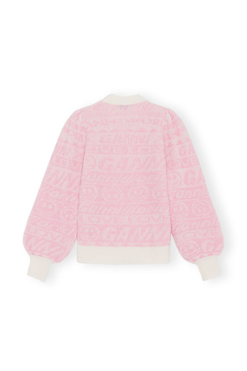 Oversized Logo Pullover , Alpaca, in colour Egret - 2 - GANNI