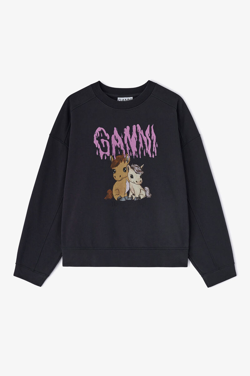 Grey Isoli Jersey Sweatshirt, Organic Cotton, in colour Phantom - 1 - GANNI