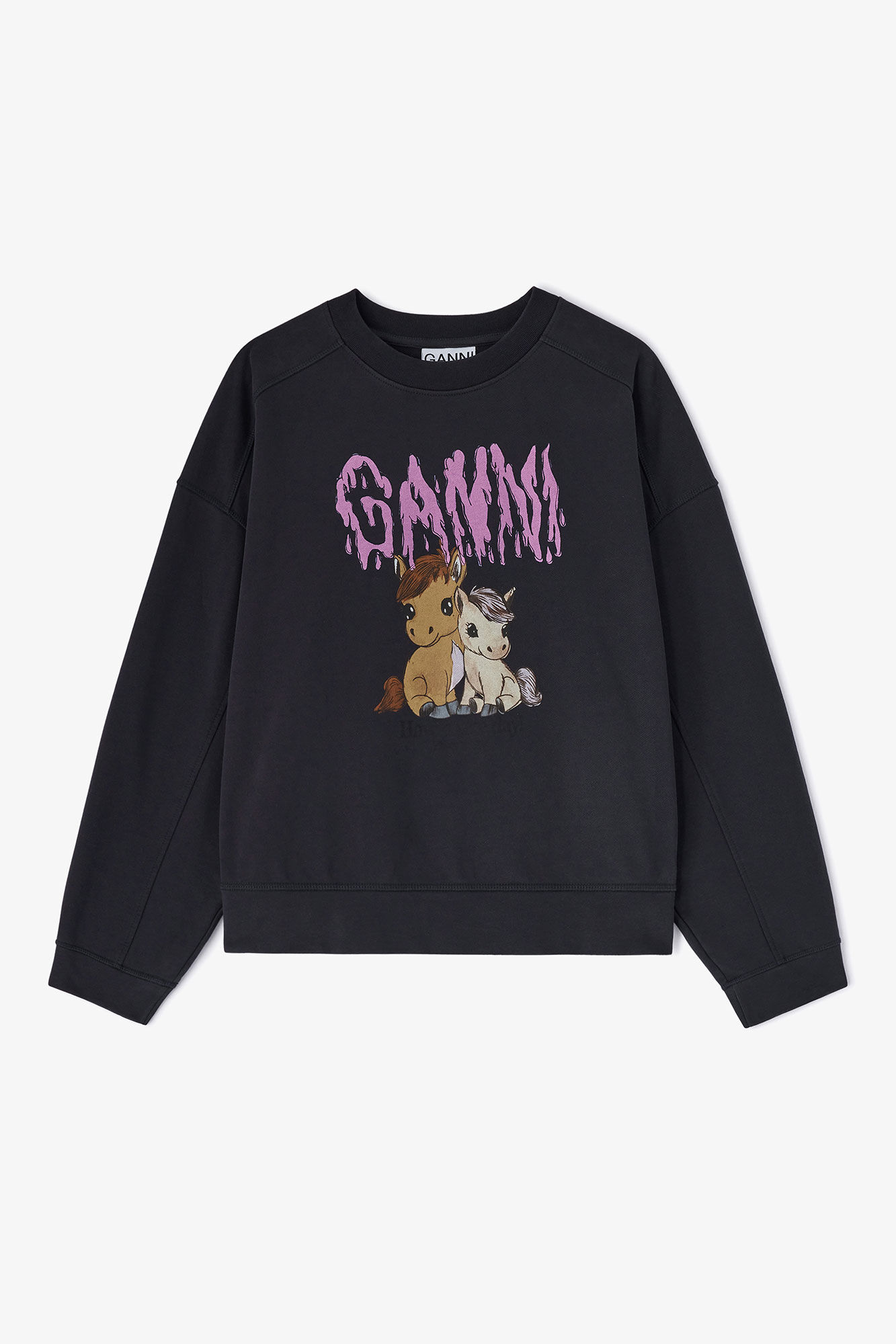 Grey Isoli Jersey Sweatshirt, Organic Cotton, in colour Phantom - 1 - GANNI