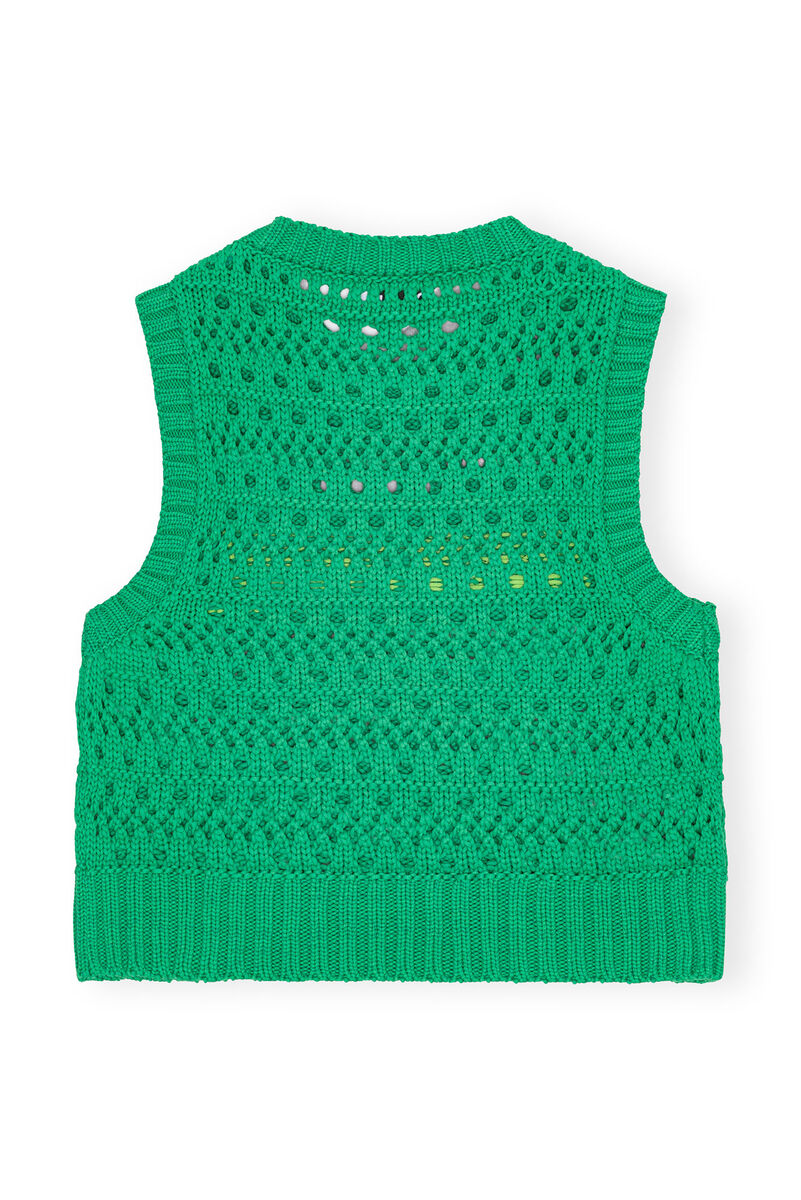 Green Cotton Rope-vest, Organic Cotton, in colour Juniper - 2 - GANNI