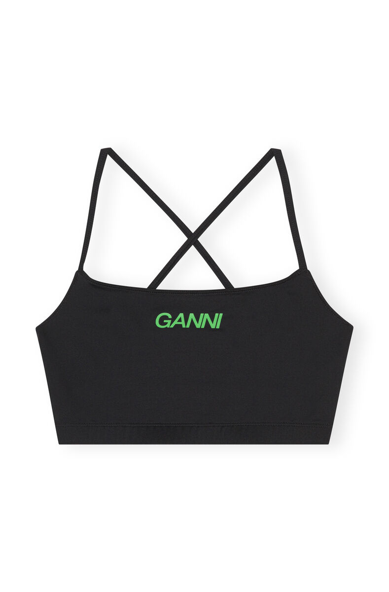 Active Strap Top, Recycled Nylon, in colour Black - 1 - GANNI