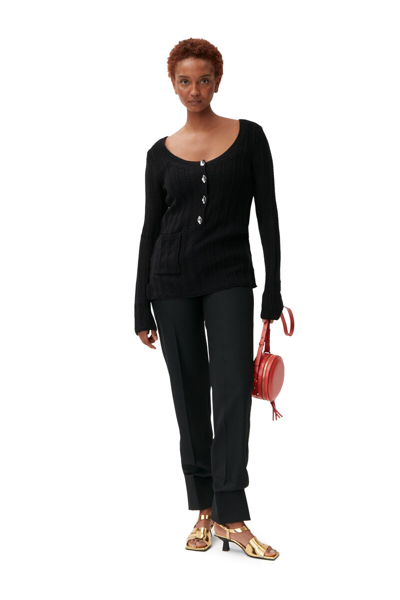 Knit Henley Top, Polyamide, in colour Black - 1 - GANNI