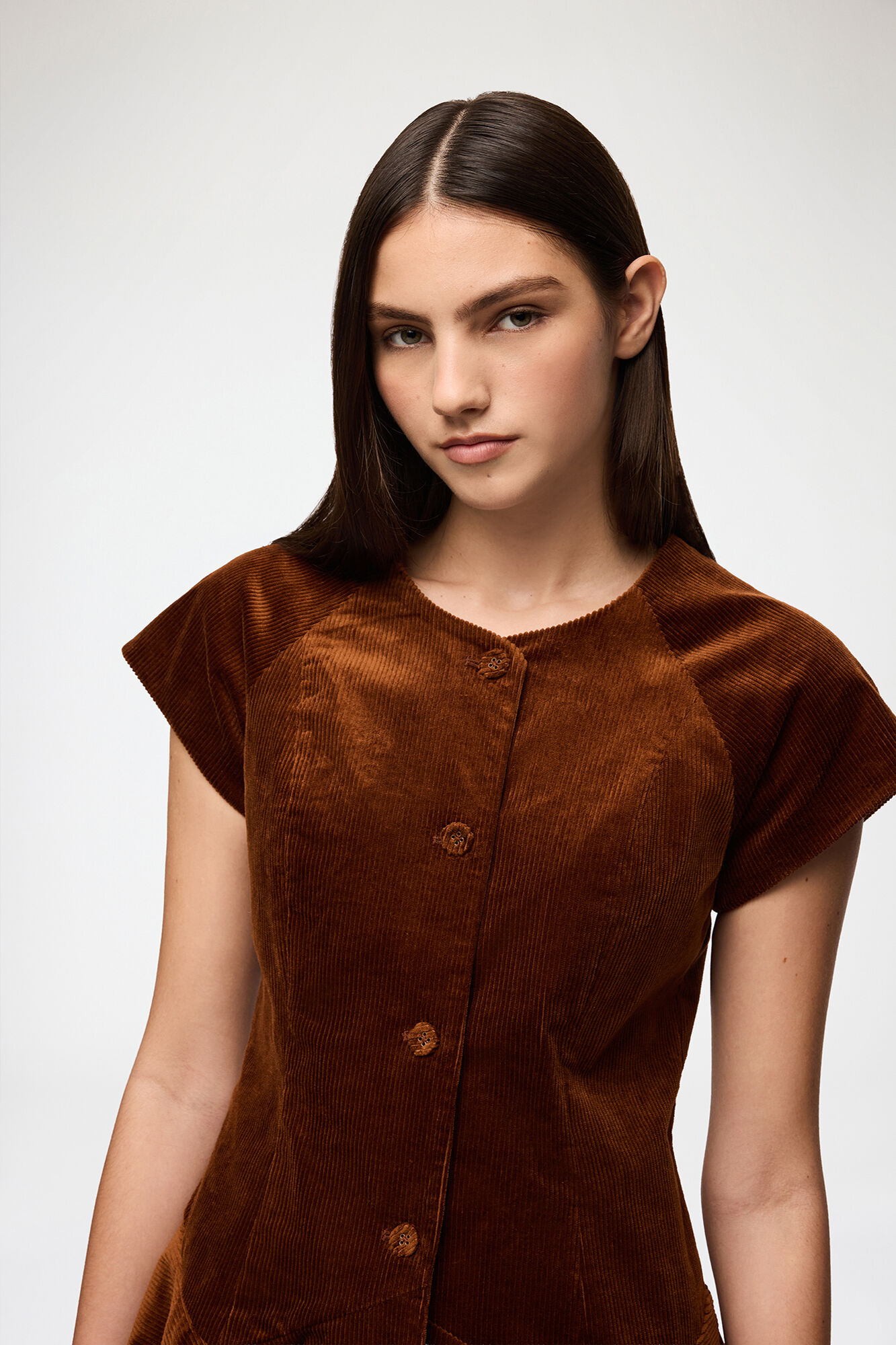 Kjole i brun fl&oslash;jl, Organic Cotton, in colour Tortoise Shell - 3 - GANNI