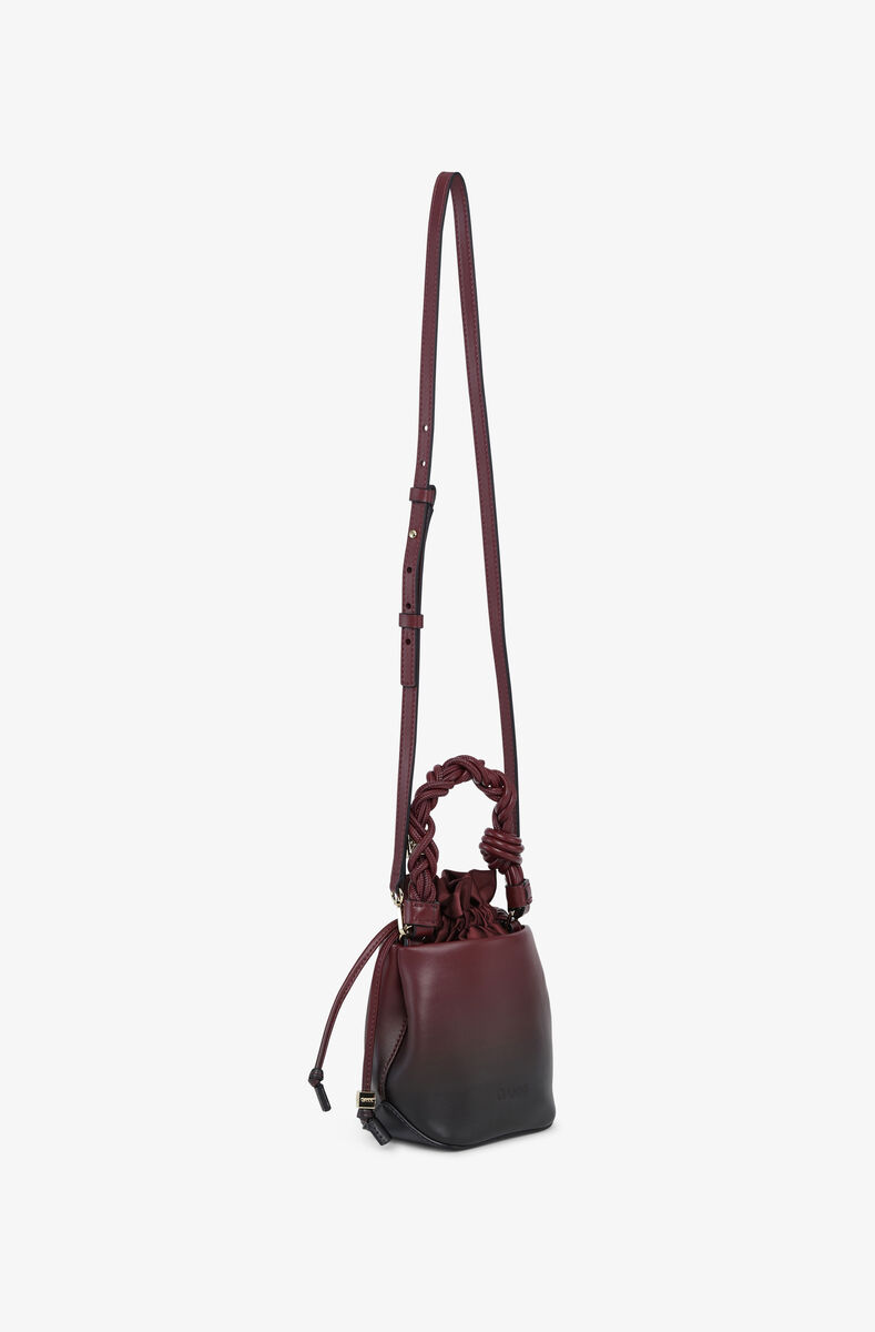 Sac seau dégradé rouge Bou GANNI, Polyester, in colour Tawny Port - 2 - GANNI
