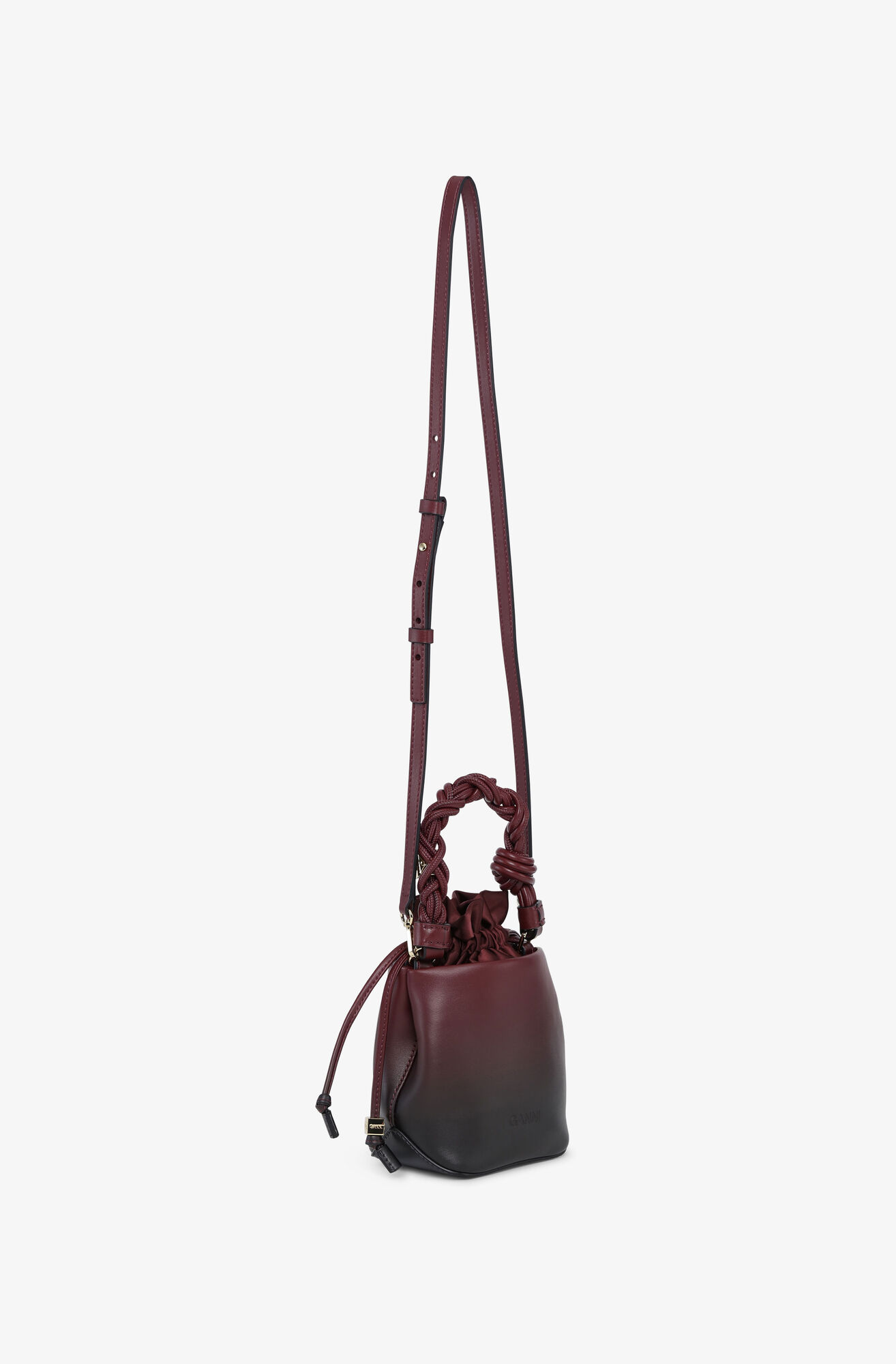 Sac seau dégradé rouge Bou GANNI, Polyester, in colour Tawny Port - 2 - GANNI