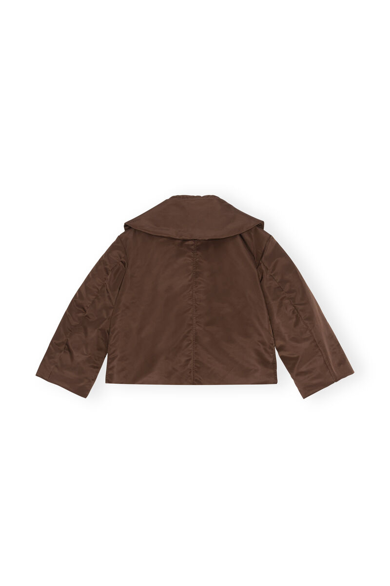 Nylon Collar Jacket , Nylon, in colour Chicory Coffee - 2 - GANNI