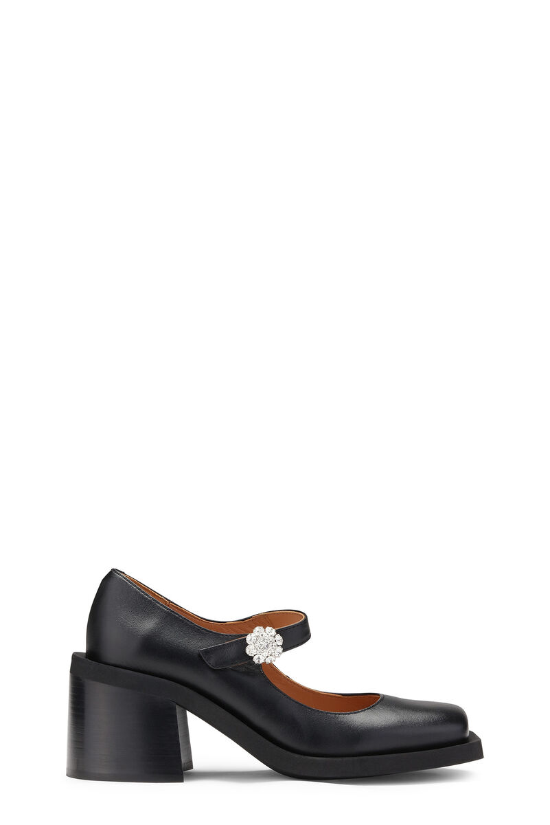Mary Jane Pumps, Leather, in colour Black - 1 - GANNI