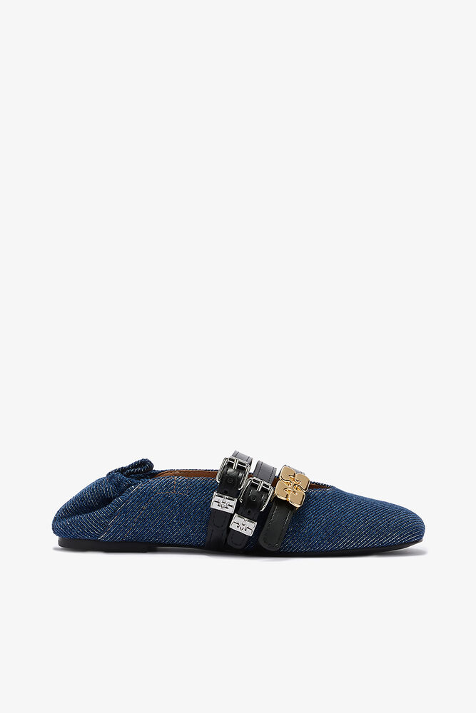 Sue Triple Ballerina in Denim, Dark Blue Vintage