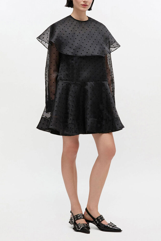 Black Organza Circle Collar Dress, Black