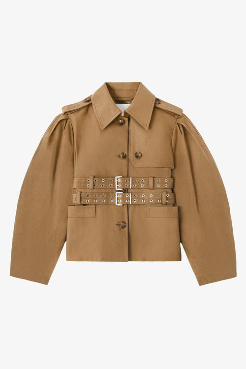 Jacket in Beige Canvas, Ermine