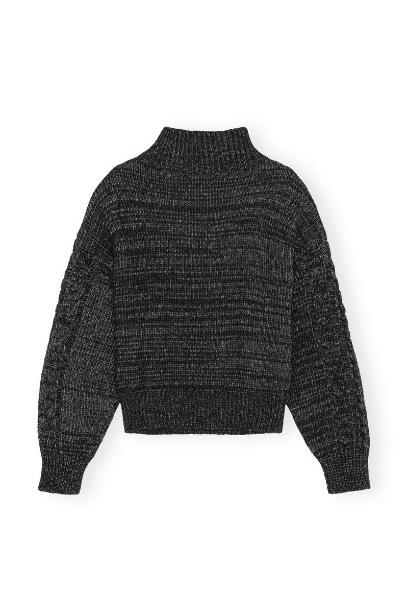 Chunky Cable Sweater, Alpaca, in colour Black - 2 - GANNI