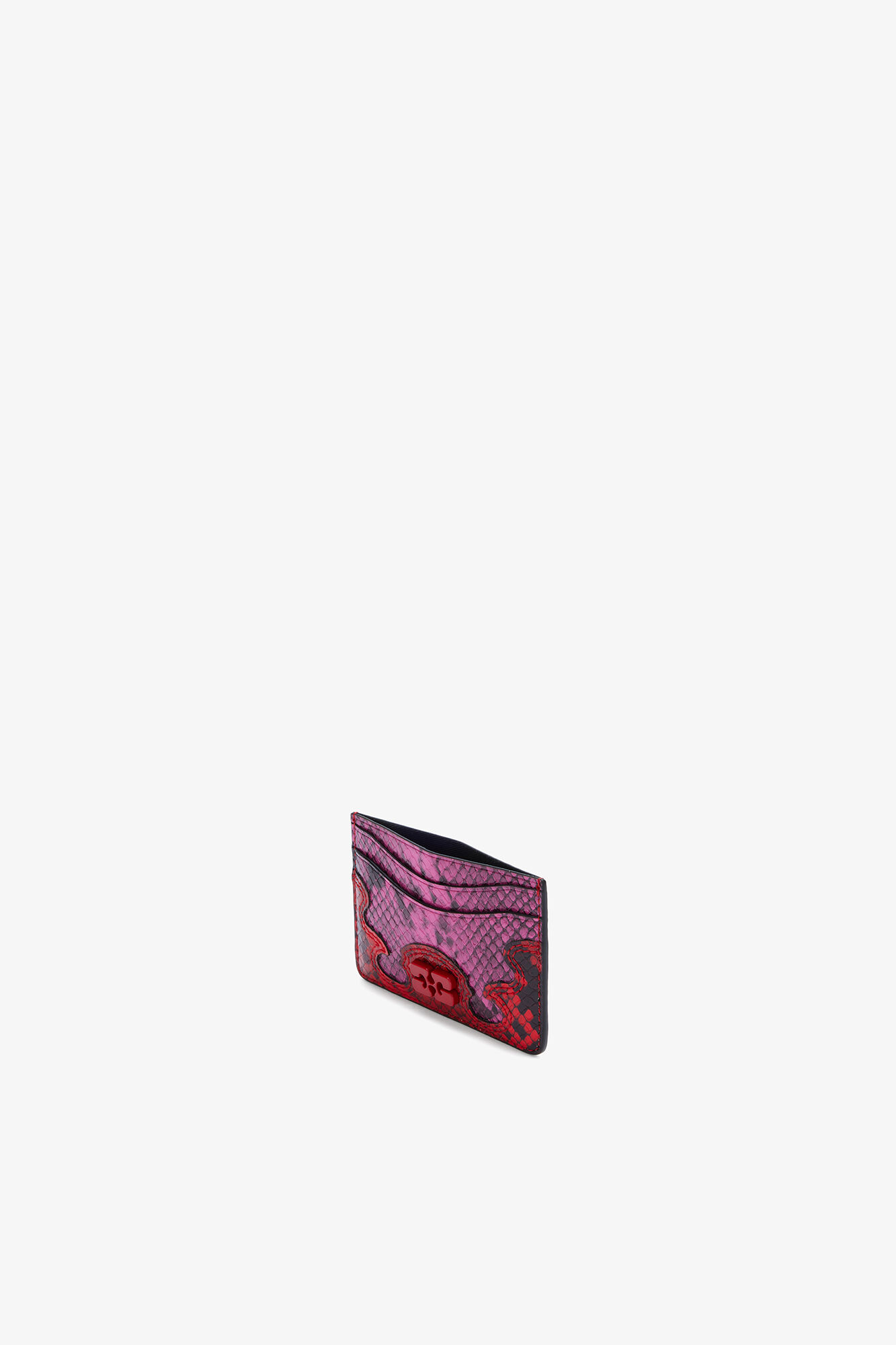 Bou Card Holder in Pink Snake, Recycled Polyester, in colour Raspberry Rose - 3 - GANNI