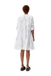 Rynkad miniklänning i poplin, Cotton, in colour Floral Shape Bright White - 2 - GANNI