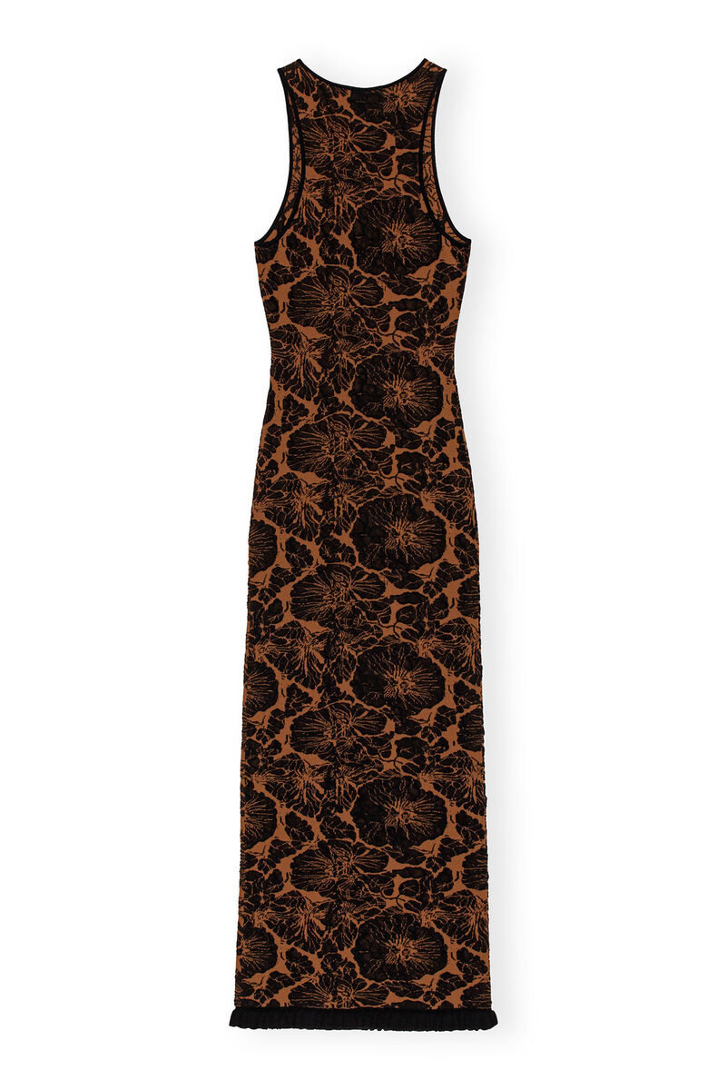3D Jacquard Long Dress, Cotton, in colour Tortoise Shell - 2 - GANNI