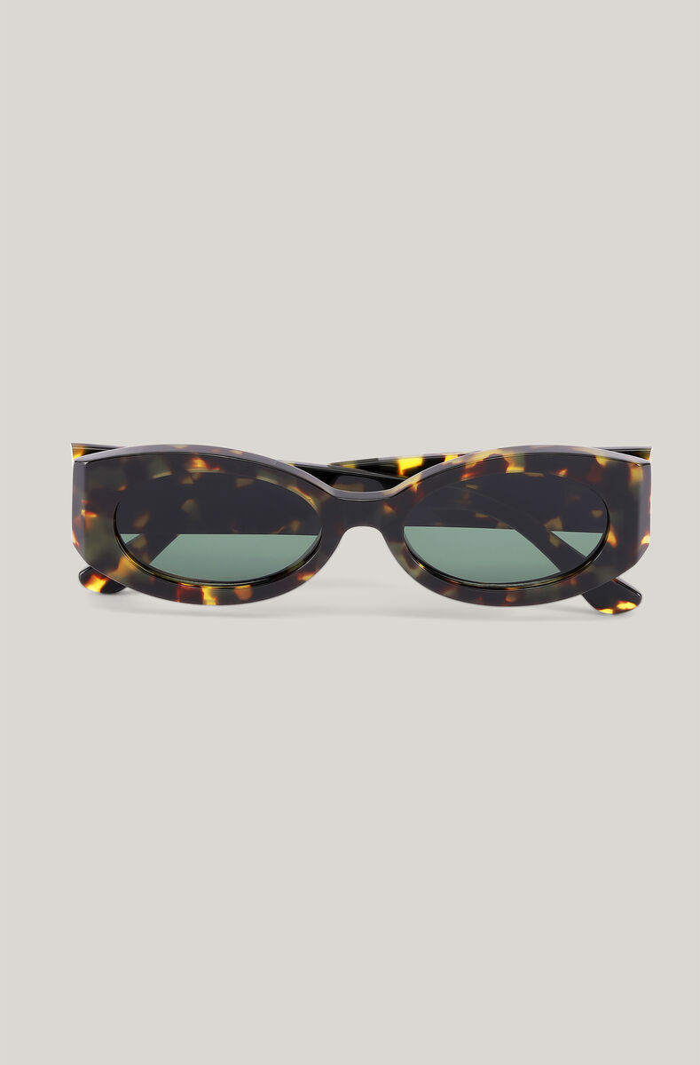 Ovale solbriller, in colour Tortoise - 1 - GANNI