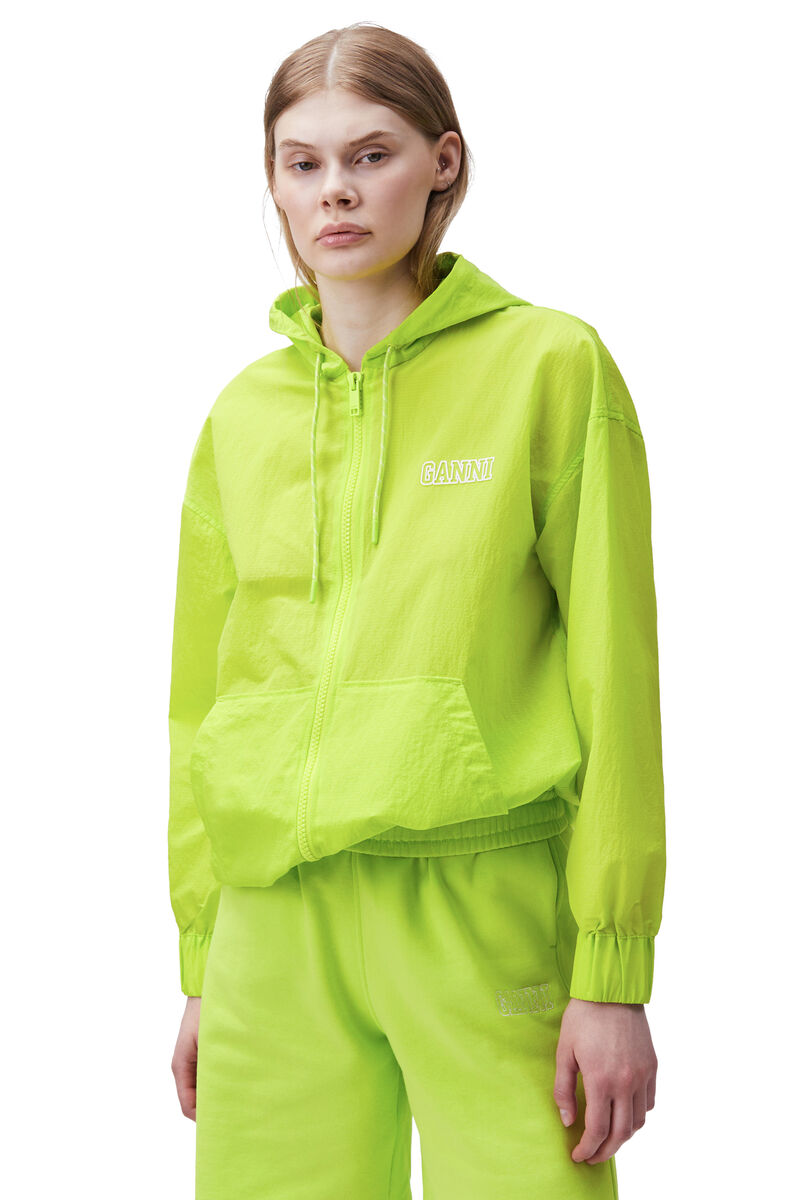 Tech Fabric Jacket, Nylon, in colour Lime Popsicle - 3 - GANNI