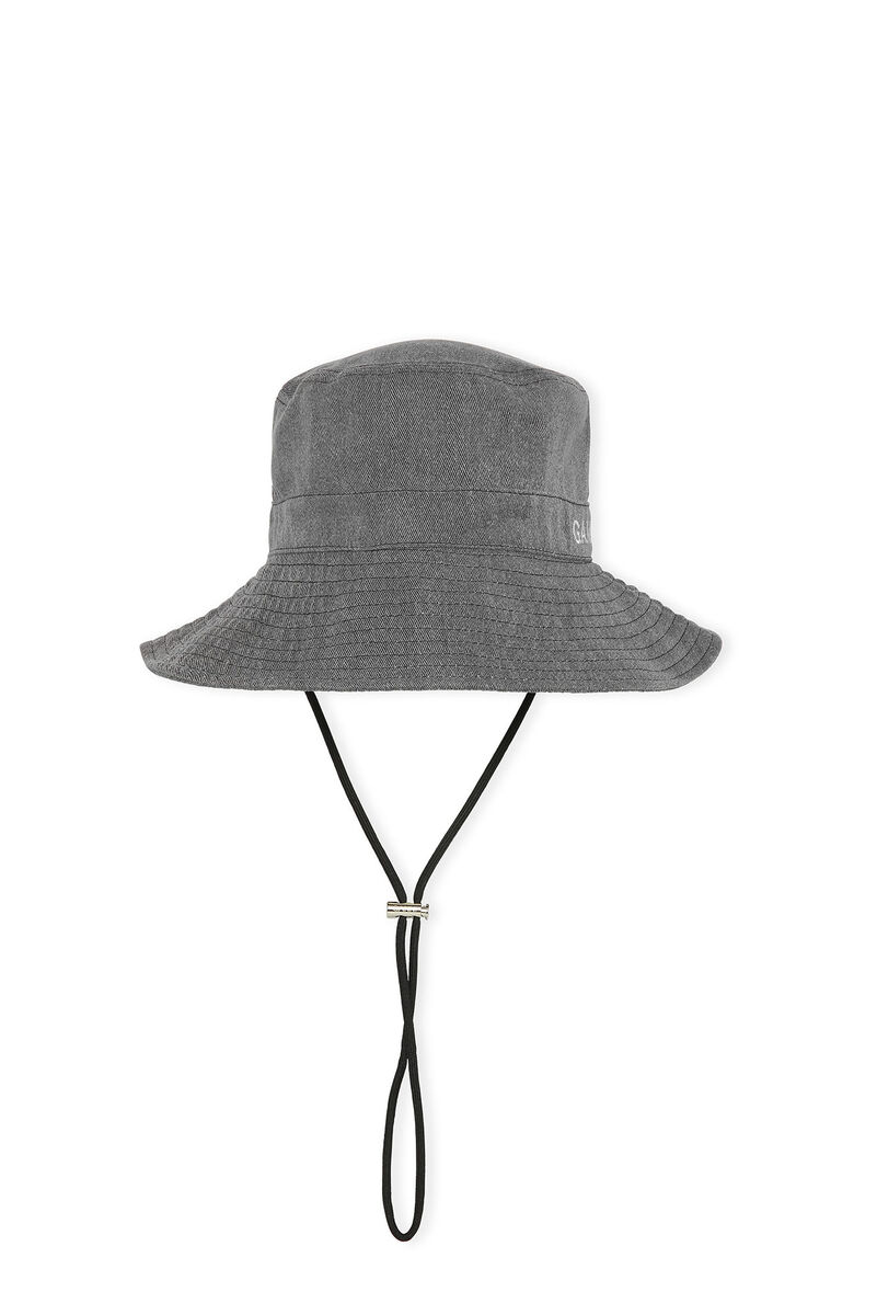 Black Bucket Hat, Cotton, in colour Black - 1 - GANNI