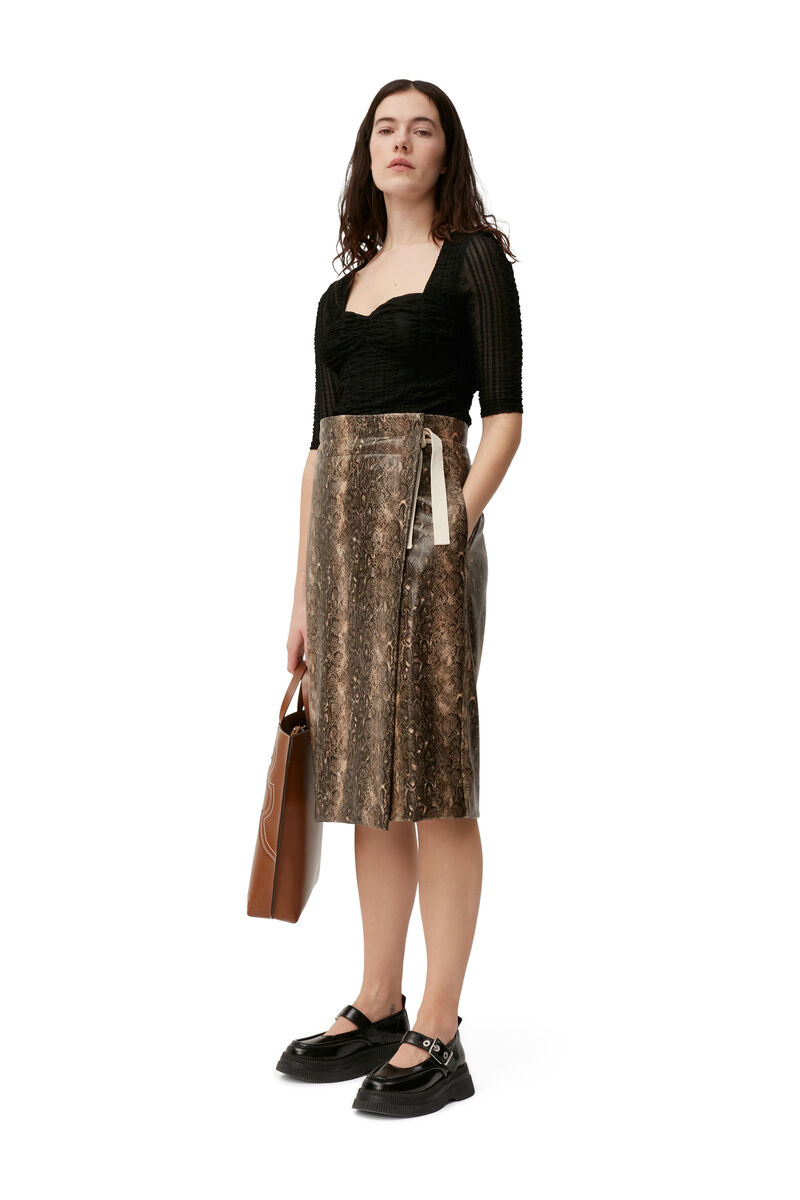Ruched Lace Blouse , Elastane, in colour Black - 3 - GANNI