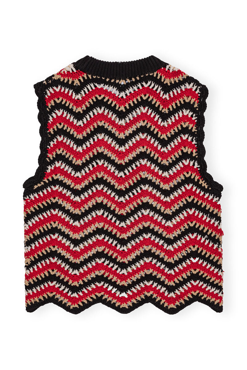 Red Cotton Crochet Vest, Cotton, in colour Racing Red - 2 - GANNI