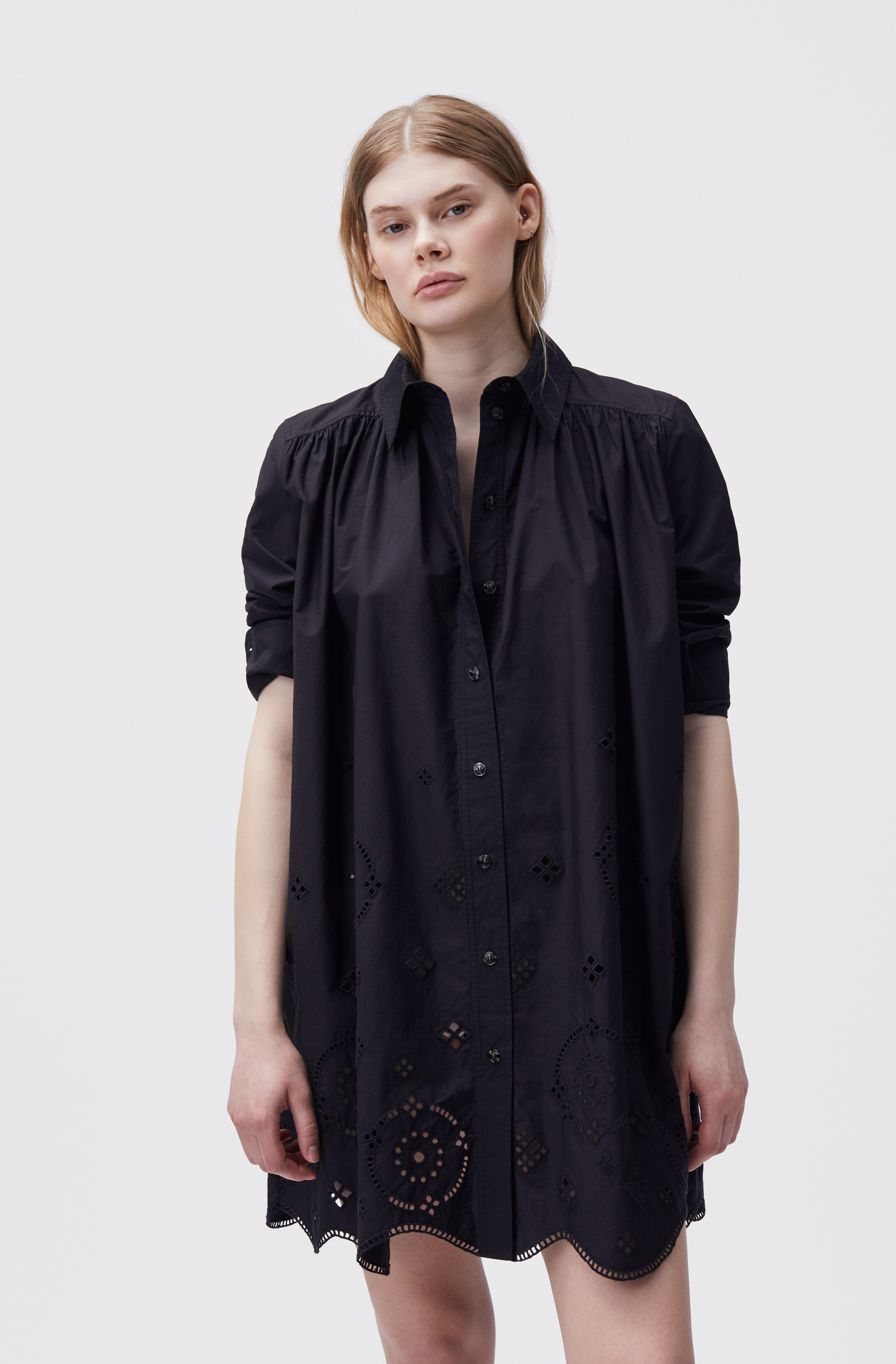 Broderie Anglaise Shirt Mini Dress 