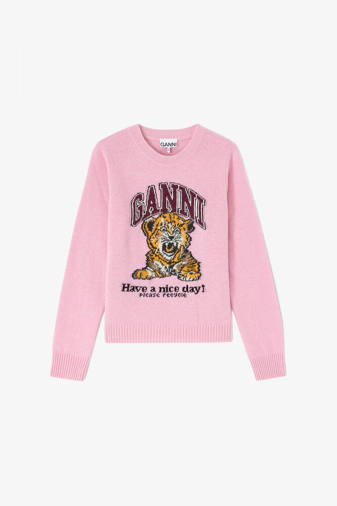 Graphic Wool Jumper, Chalk Pink