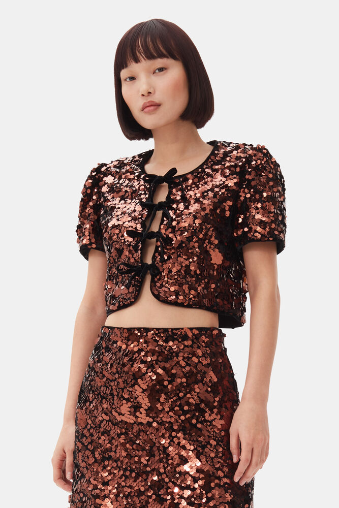 Brown Sequins blus, Bitter Chocolate